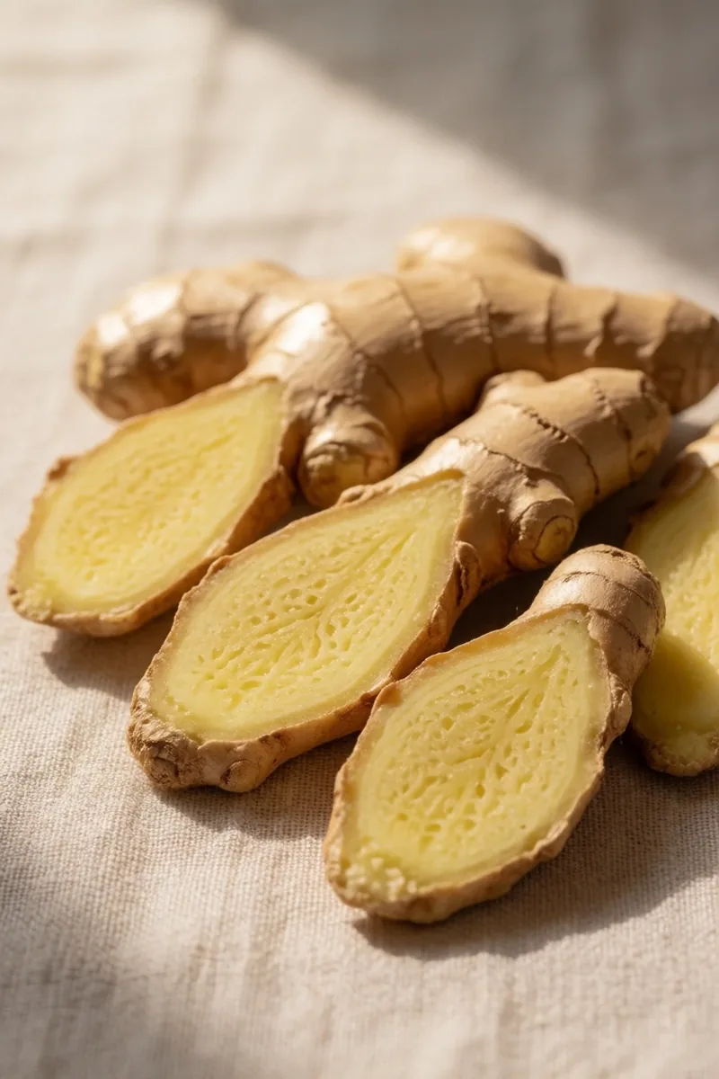 Ginger root cross-section on manila card